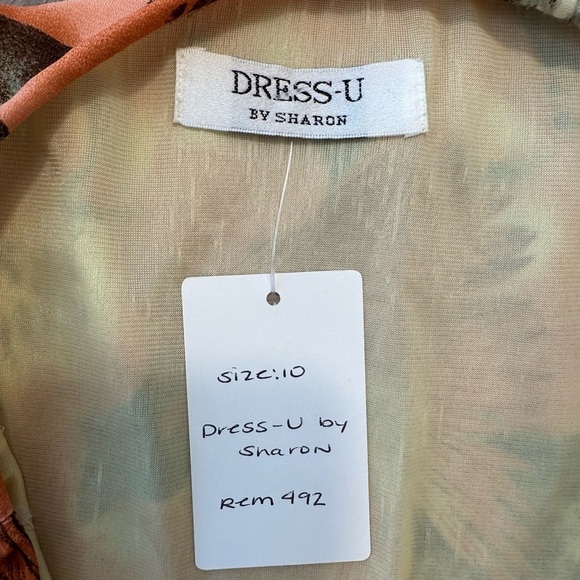 Vintage Flowy Cheetah Tropical Leaf Print Skirt Orange Cream Black - Picture 10 of 10